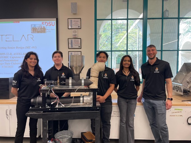 ASHES team, from left to right: Galia Melgoza Cruz, Jeremy Parks, Emmanuel Flores, Riya Shah, Prof. Carmignani (sponsor)